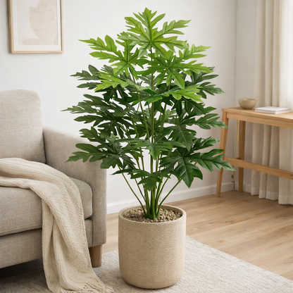Artificial Papaya Leaf Plant – Full & Lush Tropical Decor