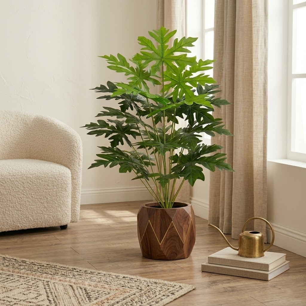 Artificial Papaya Leaf Plant – Full & Lush Tropical Decor